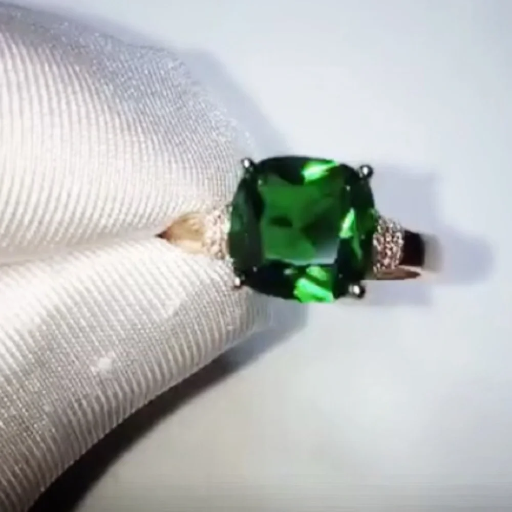 🆕18k RG/925 Silver Lab Created Emerald Ring - Picture 6 of 8